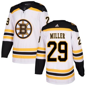 Men's Boston Bruins Jay Miller Adidas Authentic Away Jersey - White