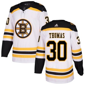 Men's Boston Bruins Tim Thomas Adidas Authentic Away Jersey - White