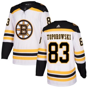 Men's Boston Bruins Luke Toporowski Adidas Authentic Away Jersey - White