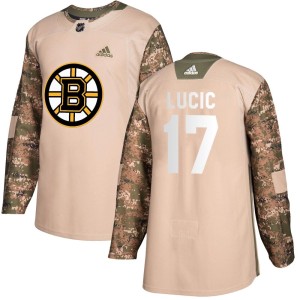 Youth Boston Bruins Milan Lucic Adidas Authentic Veterans Day Practice Jersey - Camo