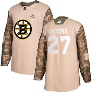 Youth Boston Bruins John Moore Adidas Authentic Veterans Day Practice Jersey - Camo
