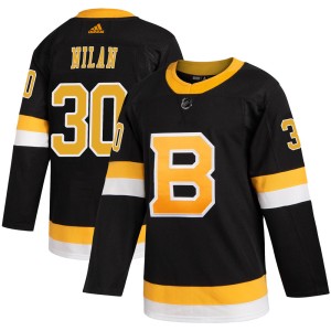 Men's Boston Bruins Chris Nilan Adidas Authentic Alternate Jersey - Black