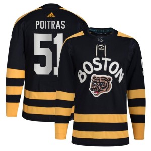 Men's Boston Bruins Matthew Poitras Adidas Authentic 2023 Winter Classic Jersey - Black