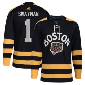 Men's Boston Bruins Jeremy Swayman Adidas Authentic 2023 Winter Classic Jersey - Black