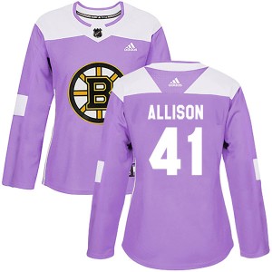 Women's Boston Bruins Jason Allison Adidas Authentic Fights Cancer Practice Jersey - Purple
