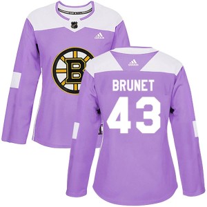 Women's Boston Bruins Frederic Brunet Adidas Authentic Fights Cancer Practice Jersey - Purple