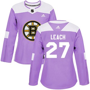 Women's Boston Bruins Reggie Leach Adidas Authentic Fights Cancer Practice Jersey - Purple