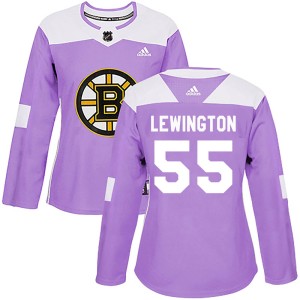 Women's Boston Bruins Tyler Lewington Adidas Authentic Fights Cancer Practice Jersey - Purple