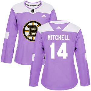 Women's Boston Bruins Ian Mitchell Adidas Authentic Fights Cancer Practice Jersey - Purple