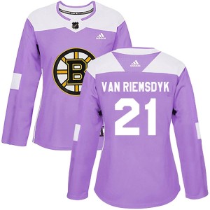 Women's Boston Bruins James van Riemsdyk Adidas Authentic Fights Cancer Practice Jersey - Purple