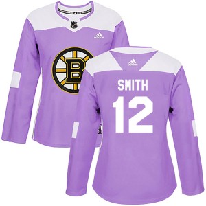 Women's Boston Bruins Craig Smith Adidas Authentic Fights Cancer Practice Jersey - Purple