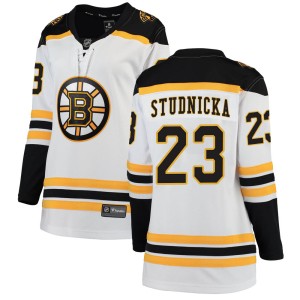 Women's Boston Bruins Jack Studnicka Fanatics Branded Breakaway Away Jersey - White