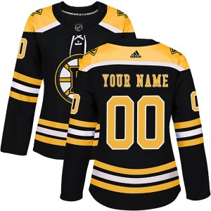 Women's Boston Bruins Custom Adidas Authentic Home Jersey - Black