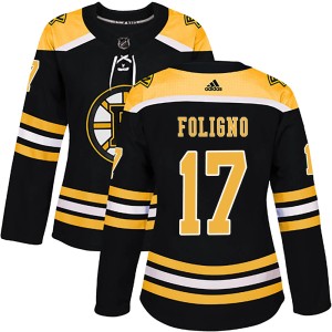 Women's Boston Bruins Nick Foligno Adidas Authentic Home Jersey - Black