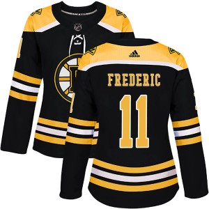 Women's Boston Bruins Trent Frederic Adidas Authentic Home Jersey - Black