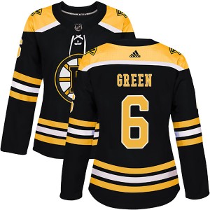 Women's Boston Bruins Ted Green Adidas Authentic Black Home Jersey - Green