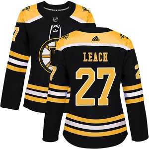 Women's Boston Bruins Reggie Leach Adidas Authentic Home Jersey - Black