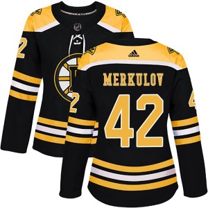 Women's Boston Bruins Georgii Merkulov Adidas Authentic Home Jersey - Black