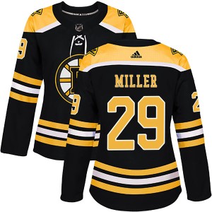 Women's Boston Bruins Jay Miller Adidas Authentic Home Jersey - Black