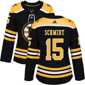Women's Boston Bruins Milt Schmidt Adidas Authentic Home Jersey - Black