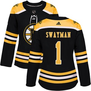 Women's Boston Bruins Jeremy Swayman Adidas Authentic Home Jersey - Black