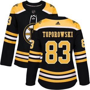 Women's Boston Bruins Luke Toporowski Adidas Authentic Home Jersey - Black