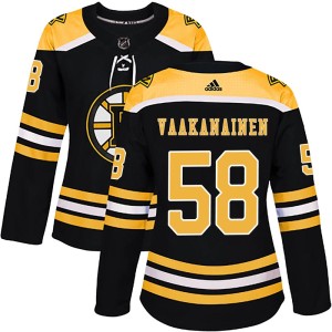 Women's Boston Bruins Urho Vaakanainen Adidas Authentic Home Jersey - Black