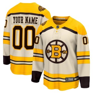 Men's Boston Bruins Custom Fanatics Branded Premier Breakaway 100th Anniversary Jersey - Cream