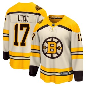 Men's Boston Bruins Milan Lucic Fanatics Branded Premier Breakaway 100th Anniversary Jersey - Cream