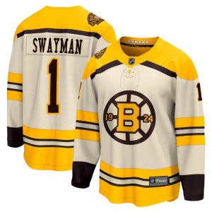 Men's Boston Bruins Jeremy Swayman Fanatics Branded Premier Breakaway 100th Anniversary Jersey - Cream