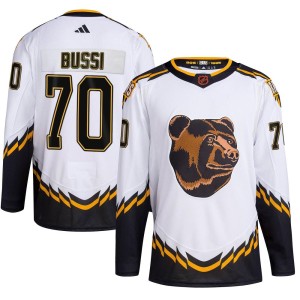 Men's Boston Bruins Brandon Bussi Adidas Authentic Reverse Retro 2.0 Jersey - White