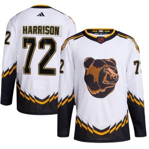 Men's Boston Bruins Brett Harrison Adidas Authentic Reverse Retro 2.0 Jersey - White