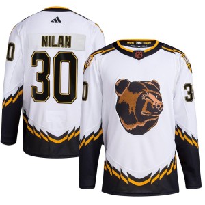Men's Boston Bruins Chris Nilan Adidas Authentic Reverse Retro 2.0 Jersey - White