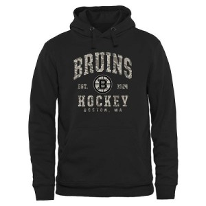 Men's Boston Bruins Camo Stack Pullover Hoodie - Black