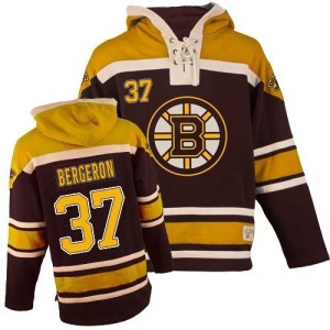 Youth Boston Bruins Patrice Bergeron Authentic Old Time Hockey Sawyer Hooded Sweatshirt - Black
