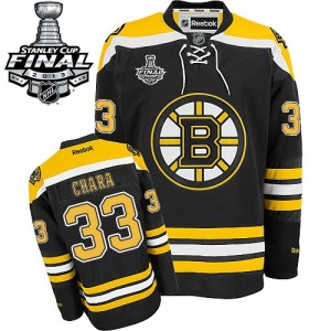 Men's Boston Bruins Zdeno Chara Reebok Authentic Home 2013 Stanley Cup Finals Jersey - Black
