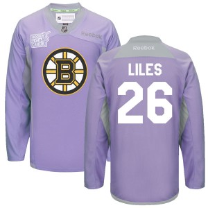 Men's Boston Bruins John-michael Liles Reebok Premier 2016 Hockey Fights Cancer Practice Jersey - Purple