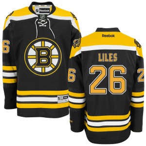 Men's Boston Bruins John-michael Liles Reebok Authentic Home Jersey - - Black