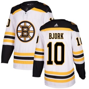Youth Boston Bruins Anders Bjork Adidas Authentic Away Jersey - White