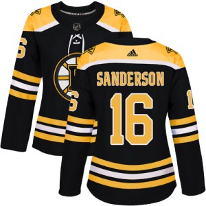 Women's Boston Bruins Derek Sanderson Adidas Authentic Home Jersey - Black