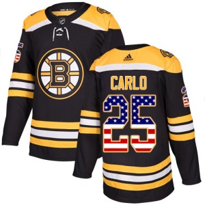 Youth Boston Bruins Brandon Carlo Adidas Authentic USA Flag Fashion Jersey - Black