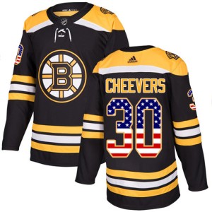 Men's Boston Bruins Gerry Cheevers Adidas Authentic USA Flag Fashion Jersey - Black