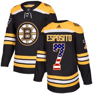 Youth Boston Bruins Phil Esposito Adidas Authentic USA Flag Fashion Jersey - Black