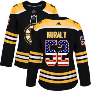 Women's Boston Bruins Sean Kuraly Adidas Authentic USA Flag Fashion Jersey - Black