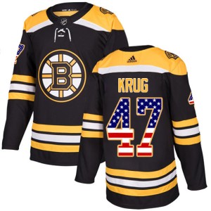 Men's Boston Bruins Torey Krug Adidas Authentic USA Flag Fashion Jersey - Black