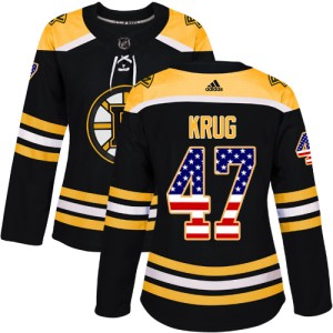 Women's Boston Bruins Torey Krug Adidas Authentic USA Flag Fashion Jersey - Black