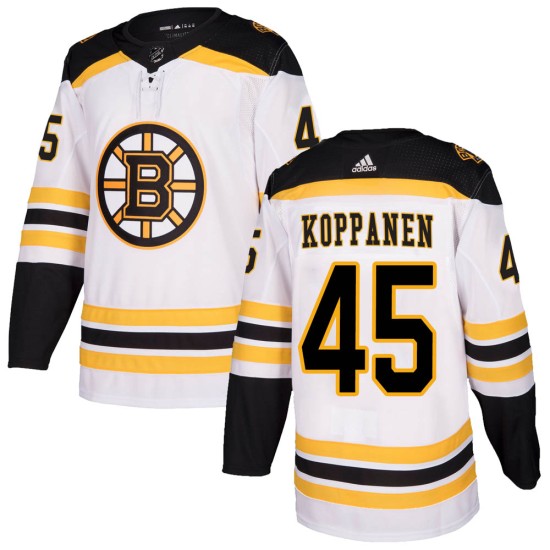 Youth Boston Bruins Joona Koppanen Adidas Authentic Away Jersey - White