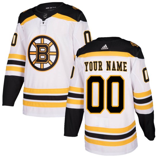 Men's Boston Bruins Custom Adidas Authentic Away Jersey - White