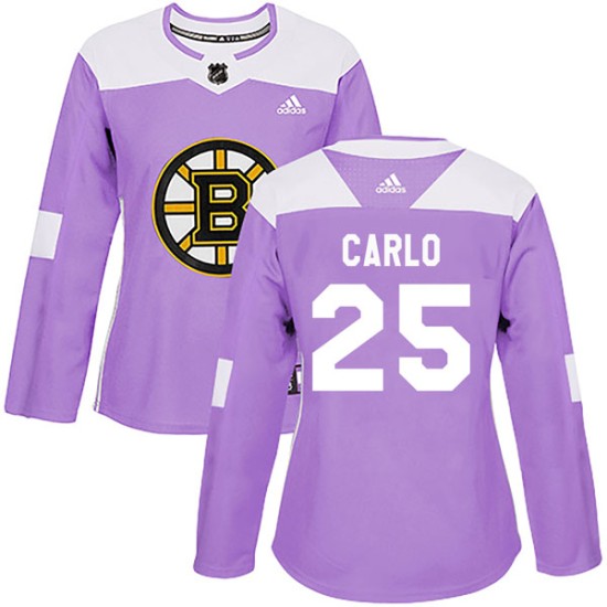 Women's Boston Bruins Brandon Carlo Adidas Authentic Fights Cancer Practice Jersey - Purple